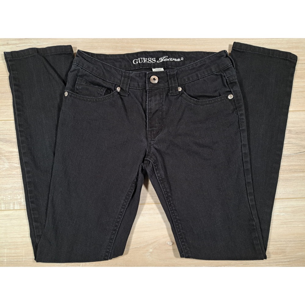 Guess Jeans Black Sequin Pocket Slim Denim Pants Girls Size 12 Retro Y2K